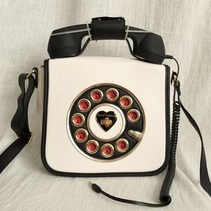 Betsey Johnson Telephone Bag in White/Black